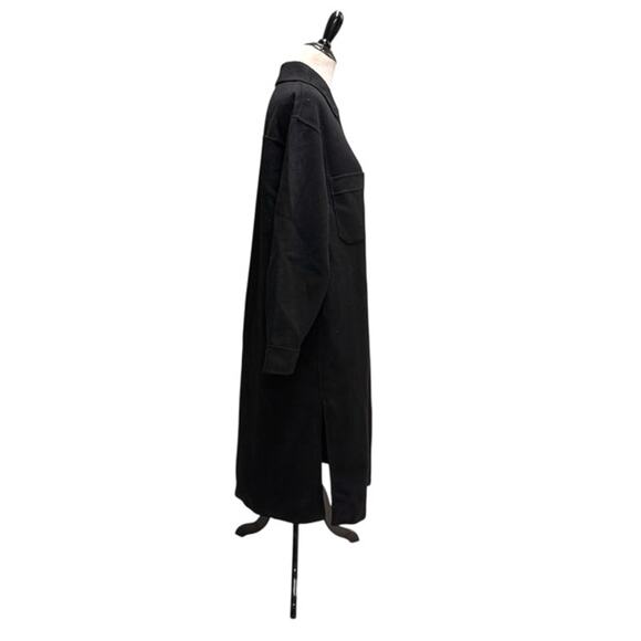 MASSIMO DUTTI Oversized Handmade Wool Winter Luxury Coat Black EUC Size Medium - Picture 2 of 8
